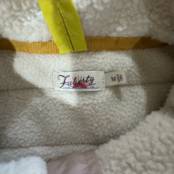 Faherty Cream and Pink Sherpa Fleece with Yellow Trim - Picture 6 of 12